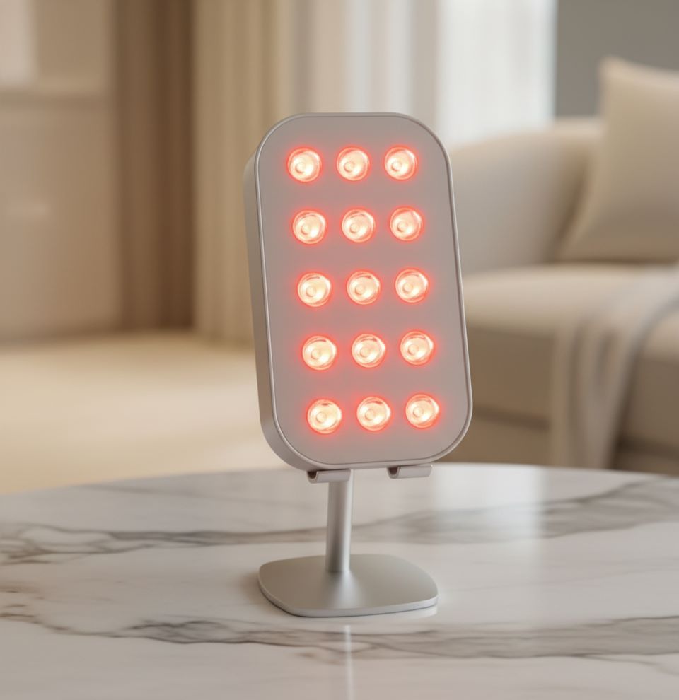 dispositivo italiano di fototerapia con luce rossa, infrarosso per viso, pelle e bellezza